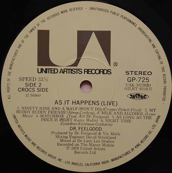 Dr. Feelgood - As It Happens (Vinyl, Vinyl, LP, Album, 7", EP, Limited Edition) Very Good Plus (VG+) / Very Good Plus (VG+)