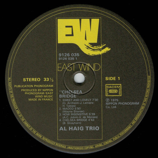 Al Haig Trio - Chelsea Bridge (Vinyl, LP, Album, Stereo) Very Good Plus (VG+) / Very Good Plus (VG+)
