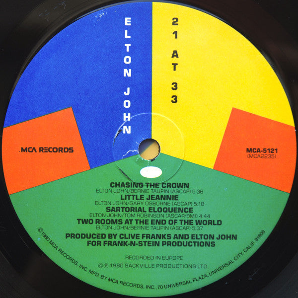 Elton John - 21 At 33 (Vinyl, LP, Album) Very Good (VG) / Good Plus (G+)