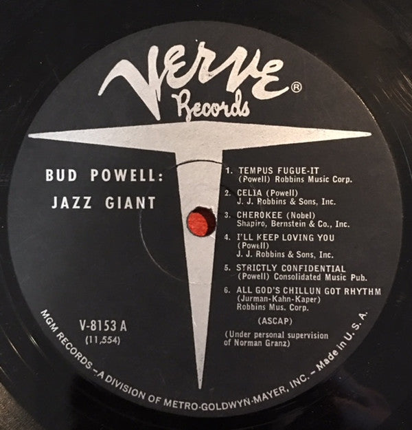 Bud Powell - Jazz Giant (Vinyl, LP, Album, Reissue, Mono) Very Good Plus (VG+) / Good Plus (G+)
