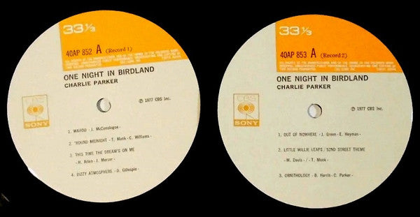 Charlie Parker - One Night In Birdland (2xVinyl, LP, Album, Mono) Very Good Plus (VG+) / Very Good (VG)