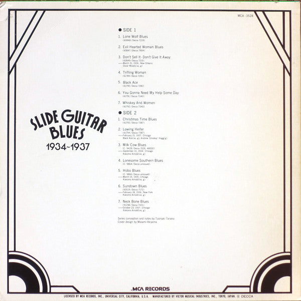 Various - Slide Guitar Blues 1934-1937 (Vinyl, LP, Compilation, Mono)