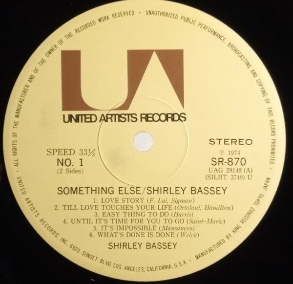 Shirley Bassey - Something Else (Vinyl, LP, Album) Very Good (VG) / Very Good (VG)