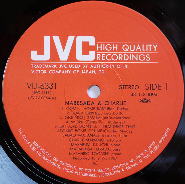 Sadao Watanabe - Nabesada & Charlie (Vinyl, LP, Album, Reissue) Good Plus (G+) / Very Good (VG)