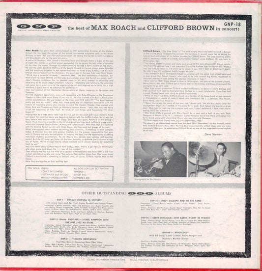 Clifford Brown And Max Roach - The Best Of Max Roach And Clifford Brown In Concert (Vinyl, LP, Reissue, Mono) Good Plus (G+) / Very Good (VG)