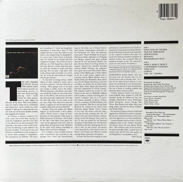 Art Farmer - The Art Farmer Quintet Plays The Great Jazz Hits (Vinyl, LP, Album, Reissue, Remastered) Very Good Plus (VG+) / Very Good Plus (VG+)