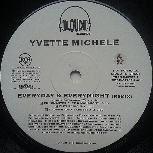 Yvette Michele - Everyday & Everynight (Remix) (Vinyl, 12", 33 ⅓ RPM, Promo, Unofficial Release, Stereo) Very Good Plus (VG+) / Very Good Plus (VG+)