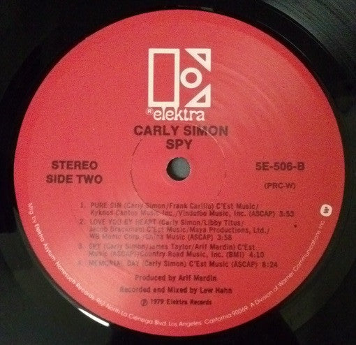 Carly Simon - Spy (Vinyl, LP, Album) Very Good Plus (VG+) / Very Good Plus (VG+)