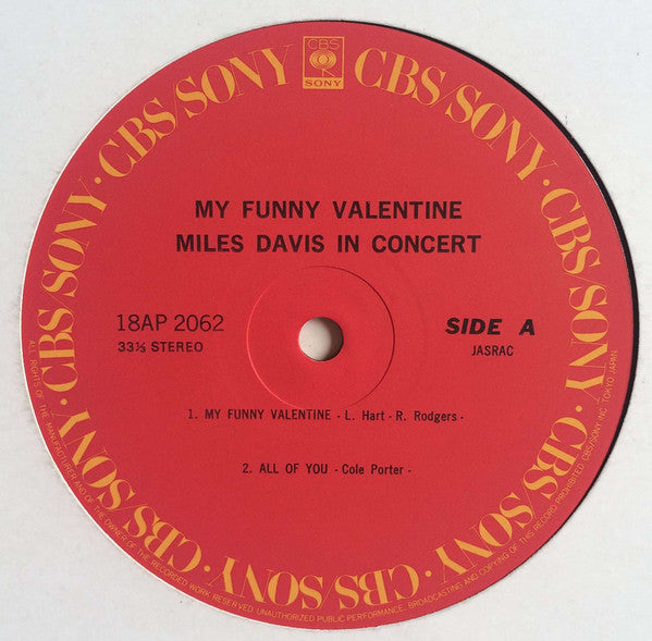 Miles Davis - My Funny Valentine - Miles Davis In Concert (Vinyl, LP, Album, Reissue) Very Good Plus (VG+) / Good Plus (G+)