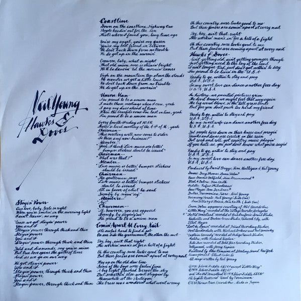 Neil Young - Hawks & Doves = タカ派とハト派 (Vinyl, LP, Album) Very Good Plus (VG+) / Very Good (VG)