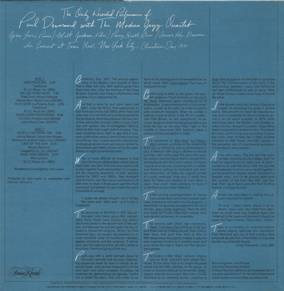 Paul Desmond - The Only Recorded Performance Of Paul Desmond With T...