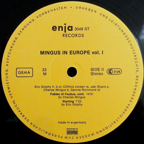 The Charles Mingus Quintet - Mingus In Europe Volume I (Vinyl, LP, Album) Near Mint (NM or M-) / Very Good Plus (VG+)
