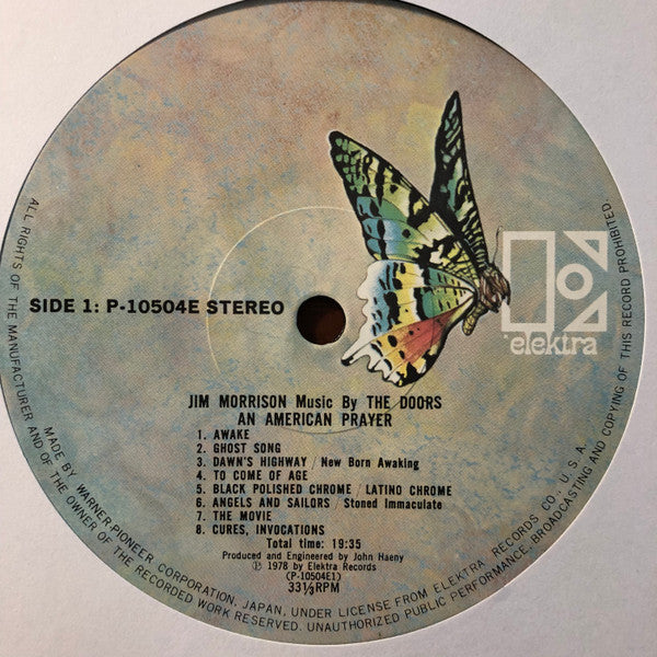 Jim Morrison - An American Prayer (Vinyl, LP, Album, Stereo) Very Good Plus (VG+) / Very Good (VG)