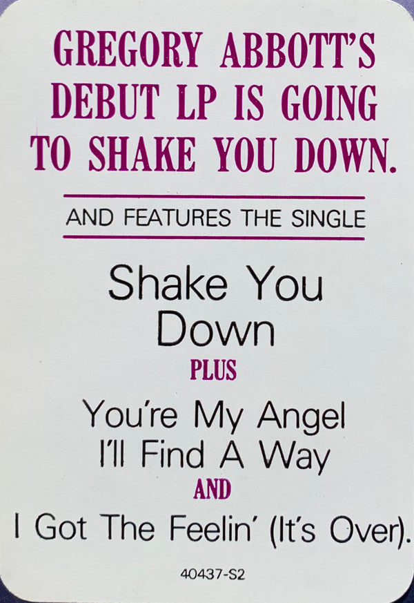 Gregory Abbott - Shake You Down (Vinyl, LP, Album) Very Good Plus (VG+) / Very Good Plus (VG+)