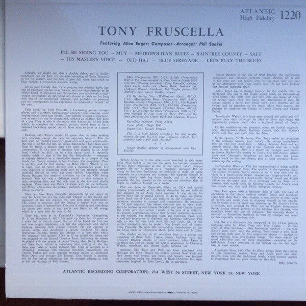 Tony Fruscella - Tony Fruscella (Vinyl, LP, Album, Limited Edition, Reissue, Mono) Very Good Plus (VG+) / Very Good Plus (VG+)