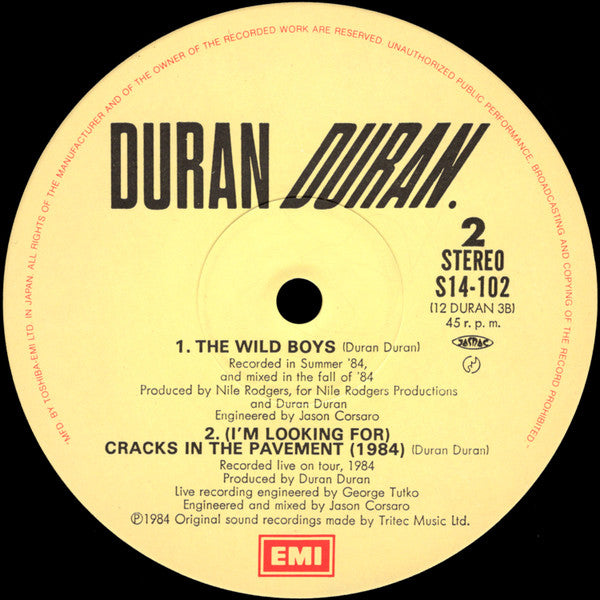 Duran Duran - The Wild Boys (Vinyl, 12", 45 RPM, Maxi-Single) Very Good Plus (VG+) / Very Good Plus (VG+)