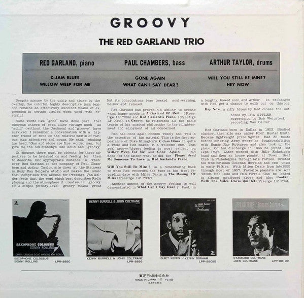 The Red Garland Trio - Groovy (Vinyl, LP, Album, Reissue, Mono)