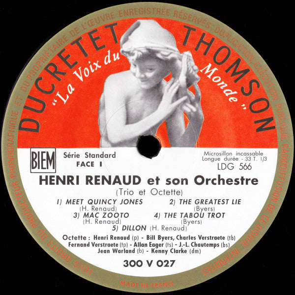 Henri Renaud Et Son Orchestre - Henri Renaud Et Son Orchestre (Trio Et Octette) (Vinyl, LP, Limited Edition, Reissue, Remastered, Mono) Near Mint (NM or M-) / Near Mint (NM or M-)