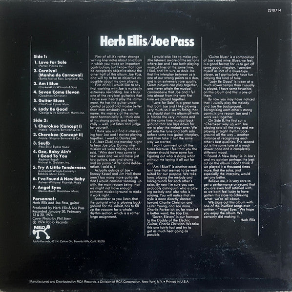 Herb Ellis - Two For The Road (Vinyl, LP, Album, Stereo) Good Plus (G+) / Fair (F)