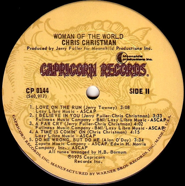 Chris Christman - Woman Of The World (Vinyl, LP, Album) Very Good (VG) / Good Plus (G+)