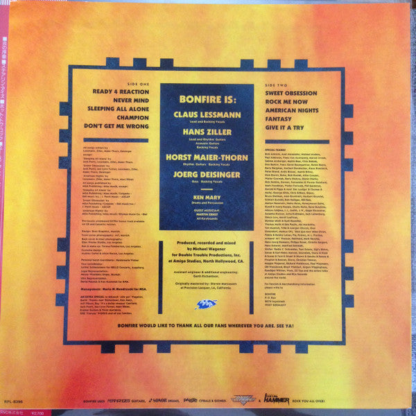 Bonfire - Fire Works (Vinyl, LP, Album, Promo) Very Good Plus (VG+) / Very Good (VG)