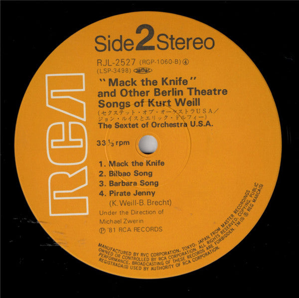 The Sextet Of Orchestra U.S.A. - Mack The Knife And Other Berlin Theatre Songs Of Kurt Weill (Vinyl, LP, Album, Reissue, Stereo) Very Good Plus (VG+) / Very Good (VG)