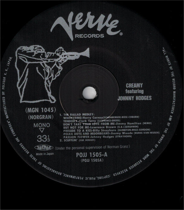 Johnny Hodges - Creamy (Vinyl, LP, Album, Limited Edition, Mono) Near Mint (NM or M-) / Very Good Plus (VG+)