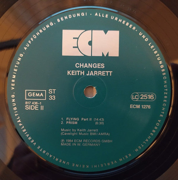 Keith Jarrett - Changes (Vinyl, LP, Album, Stereo) Very Good Plus (VG+) / Very Good (VG)