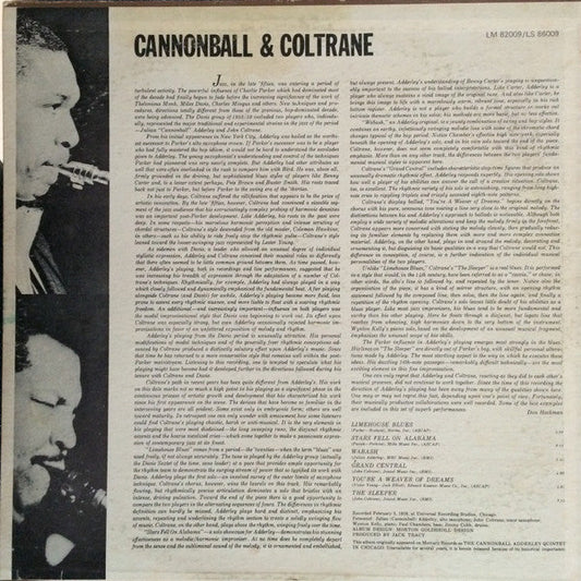 Cannonball Adderley - Cannonball & Coltrane (Vinyl, LP, Album, Reis...