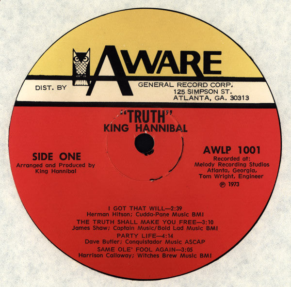 King Hannibal - Truth (Vinyl, LP, Album, Stereo) Good Plus (G+) / Good (G)