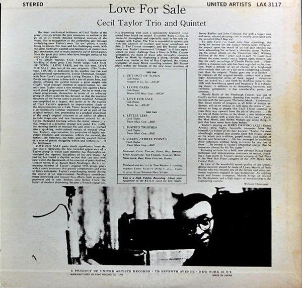 Cecil Taylor Trio - Love For Sale (Vinyl, LP, Album, Limited Editio...