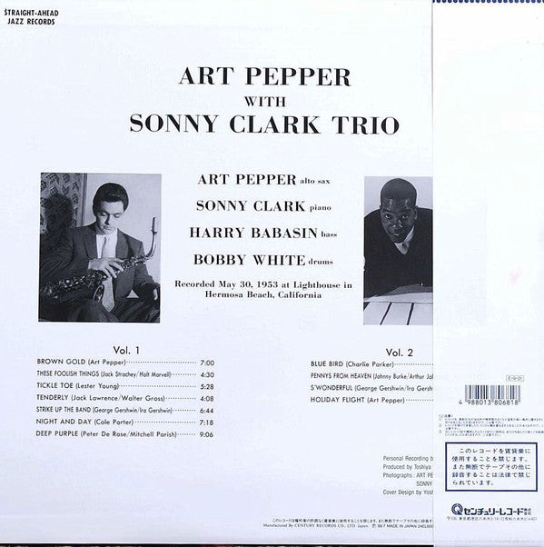 Art Pepper - Art Pepper With Sonny Clark Trio Vol. 1 (Vinyl, LP, Album, Reissue, Mono) Near Mint (NM or M-) / Near Mint (NM or M-)