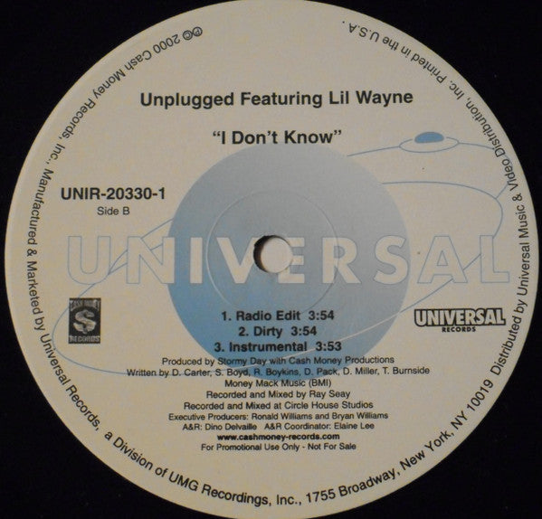 Cash Money Millionaires - Project Chick / I Don't Know (Vinyl, 12", Promo) Very Good Plus (VG+) / Very Good Plus (VG+)