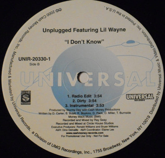 Cash Money Millionaires - Project Chick / I Don't Know (Vinyl, 12", Promo) Very Good Plus (VG+) / Very Good Plus (VG+)
