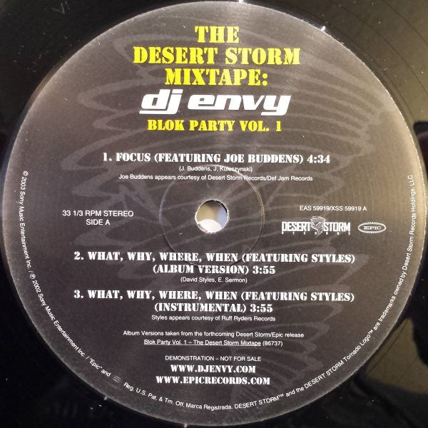 DJ Envy - The Desert Storm Mixtape: Blok Party Vol.1 (Vinyl, 12", 33 ⅓ RPM, Single, Promo, Stereo) Very Good Plus (VG+) / Very Good Plus (VG+)