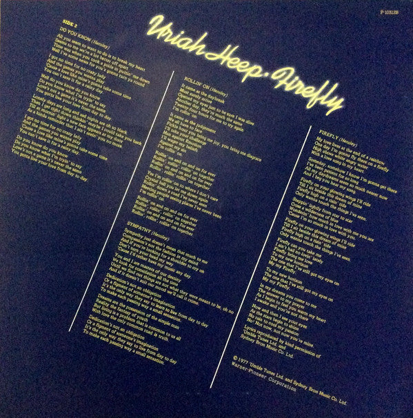 Uriah Heep - Firefly (Vinyl, Album, LP) Very Good Plus (VG+) / Good Plus (G+)