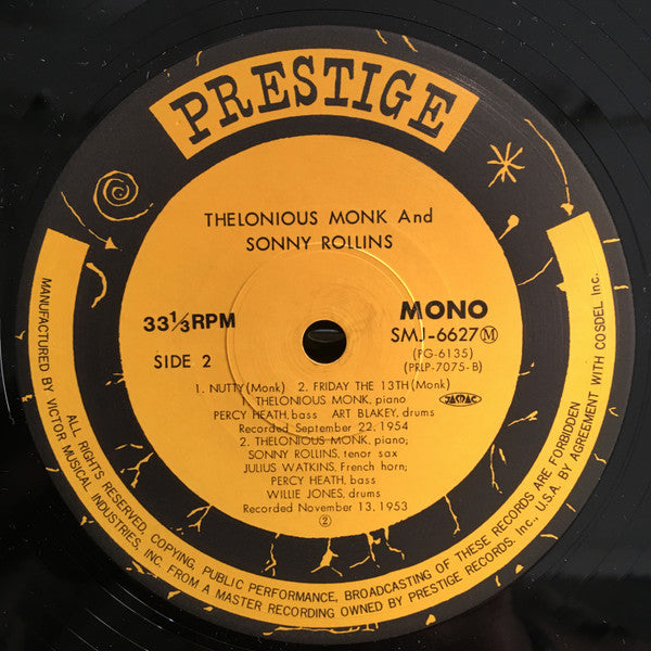 Thelonious Monk - Thelonious Monk / Sonny Rollins (Vinyl, LP, Album, Compilation, Reissue, Mono) Very Good (VG) / Good Plus (G+)