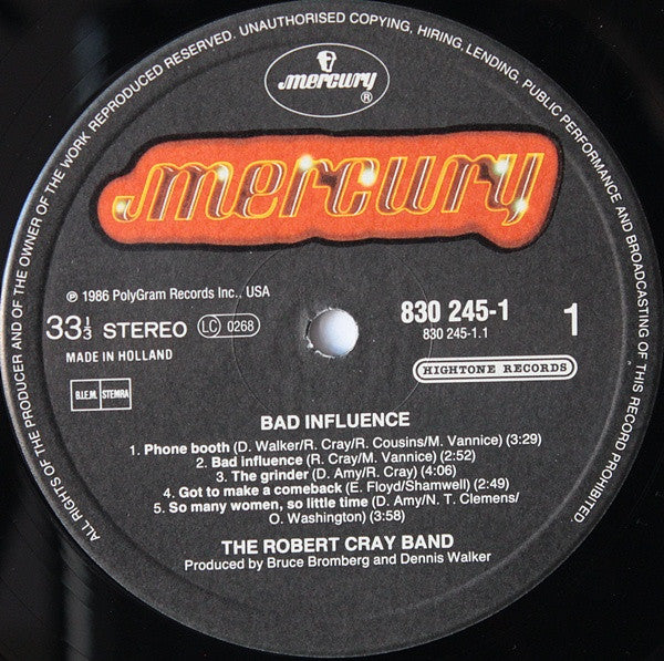 The Robert Cray Band - Bad Influence (Vinyl, LP, Album, Reissue) Very Good (VG) / Very Good (VG)