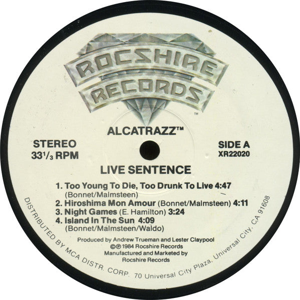 Alcatrazz - Live Sentence (No Parole From Rock 'n' Roll) (Vinyl, LP, Album, Stereo) Very Good (VG) / Very Good Plus (VG+)