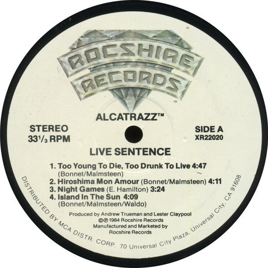 Alcatrazz - Live Sentence (No Parole From Rock 'n' Roll) (Vinyl, LP, Album, Stereo) Very Good (VG) / Very Good Plus (VG+)