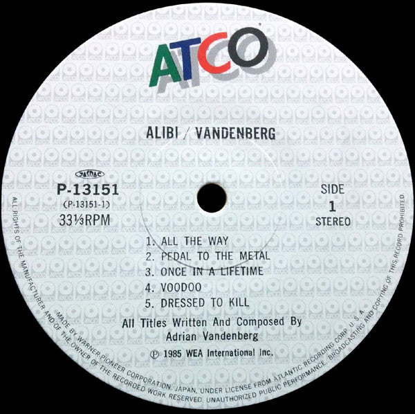Vandenberg - Alibi (Vinyl, LP, Album)