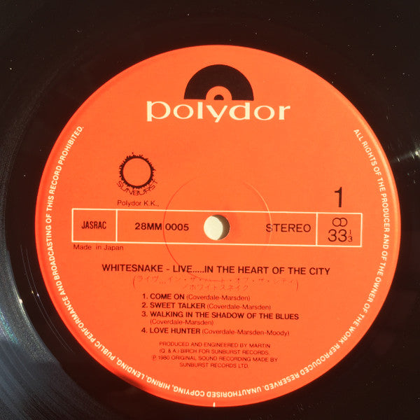 Whitesnake - Live... In The Heart Of The City (Vinyl, LP, Album, St...
