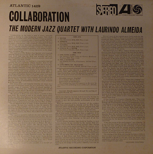 The Modern Jazz Quartet - Collaboration (Vinyl, LP, Album, Reissue, Stereo) Very Good (VG) / Very Good Plus (VG+)