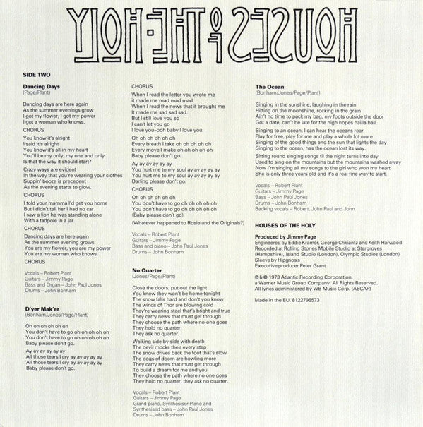 Led Zeppelin - Houses Of The Holy (Vinyl, LP, Album, Reissue, Remastered, Stereo) Mint (M) / Mint (M)
