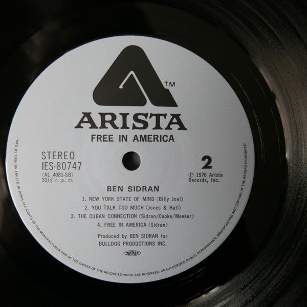 Ben Sidran - Free In America (Vinyl, LP, Album) Very Good Plus (VG+) / Very Good Plus (VG+)