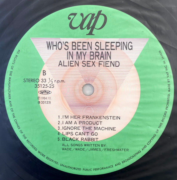Alien Sex Fiend - Who's Been Sleeping In My Brain (Vinyl, LP, Album) Near Mint (NM or M-) / Very Good Plus (VG+)