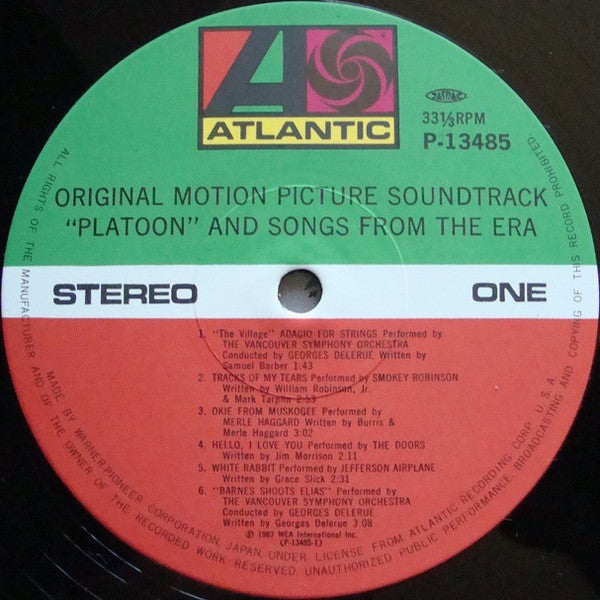 Various - プラトーン = Platoon (Original Motion Picture Soundtrack And Songs From The Era) (Vinyl, LP, Compilation) Very Good (VG) / Good Plus (G+)