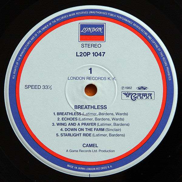 Camel - Breathless (Vinyl, LP, Album, Reissue) Very Good Plus (VG+) / Very Good Plus (VG+)