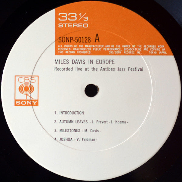 Miles Davis - Miles Davis In Europe (Vinyl, LP, Album, Reissue, Stereo) Very Good (VG) / Very Good (VG)