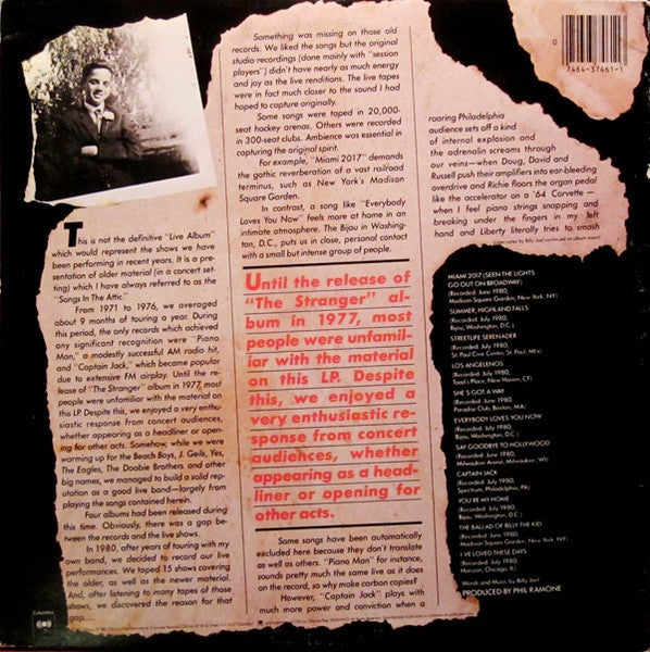 Billy Joel - Songs In The Attic (Vinyl, LP, Album, Reissue) Very Good (VG) / Very Good (VG)